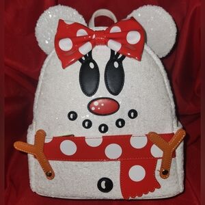 Loungefly Disney Minnie Mouse Snowman Cosplay Mini Backpack NWT